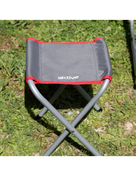 Table de camping pliante réglable en hauteur gris avec 4 tabourets