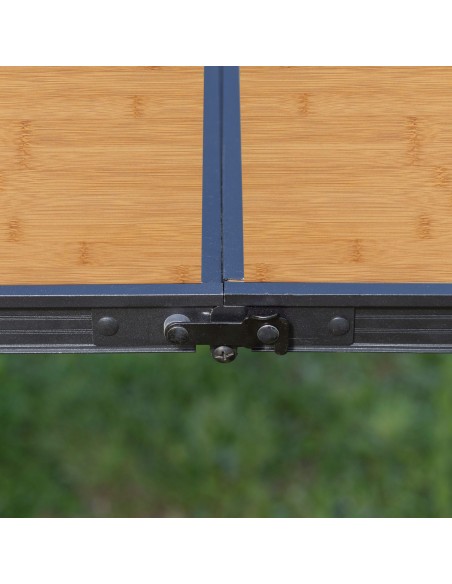 Table de camping pliante avec hauteur réglable, 4 tabourets et mallette de transport, finition bambou