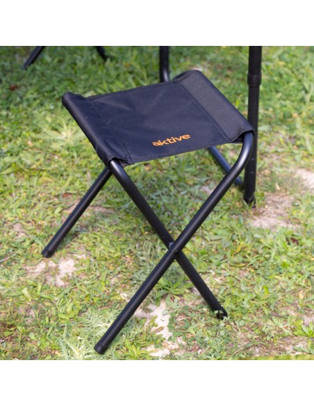 Table de camping pliante avec hauteur réglable, 4 tabourets et mallette de transport, finition bambou