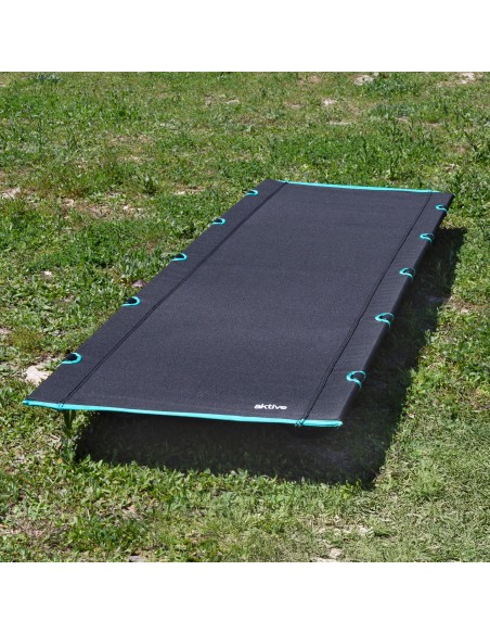 Lit de camping pliant noir avec sac de transport