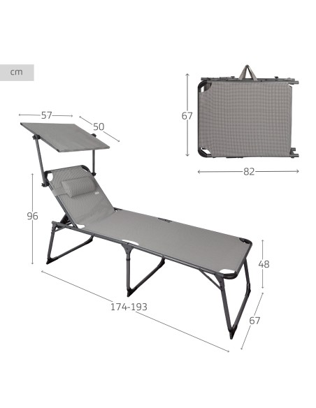 Bain de soleil pliant avec parasol et coussin