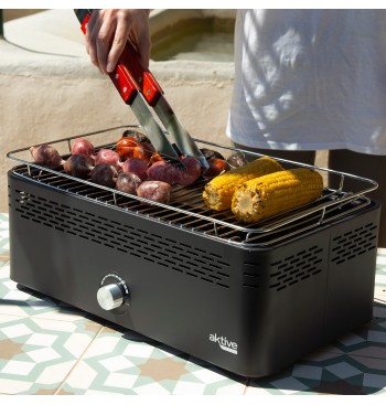 Barbecue de table rectangulaire noir sans fumée 45x28x19 cm 2