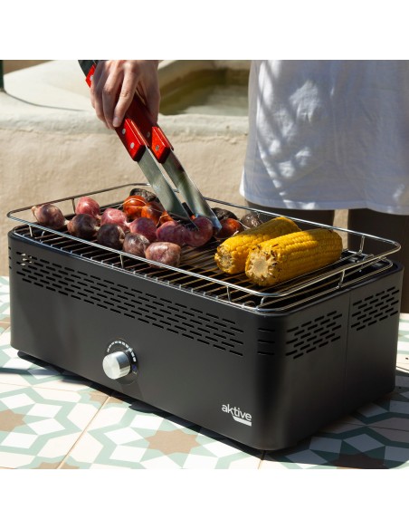 Barbecue de table rectangulaire noir sans fumée 45x28x19 cm