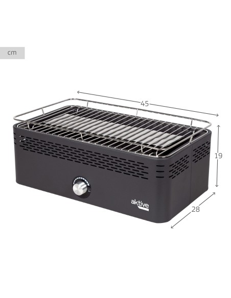 Barbecue de table rectangulaire noir sans fumée 45x28x19 cm