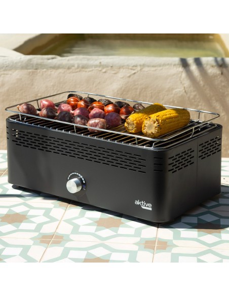 Barbecue de table rectangulaire noir sans fumée 45x28x19 cm