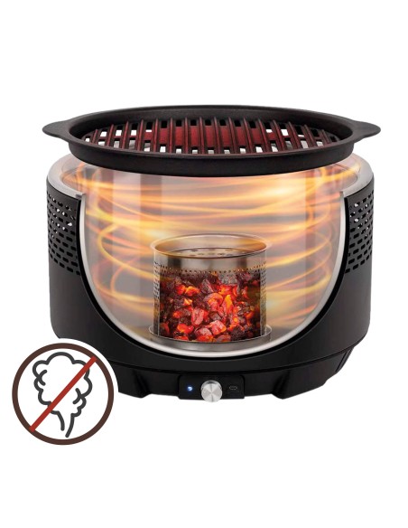 Barbecue rond noir sans fumée 2 en 1 plateau Ø34 cm