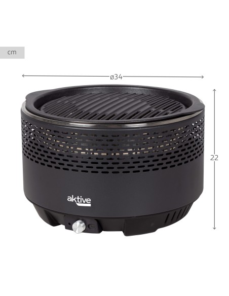 Barbecue rond noir sans fumée 2 en 1 plateau Ø34 cm
