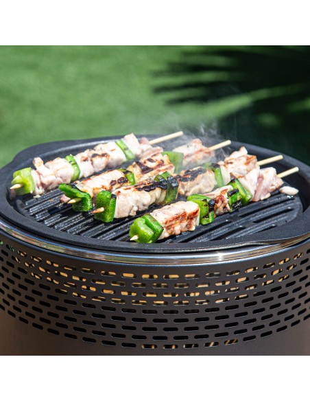 Barbecue rond noir sans fumée 2 en 1 plateau Ø34 cm