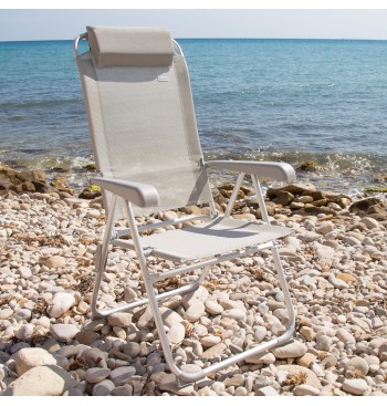 Chaise de camping grise pliante anti-renversement et... 2