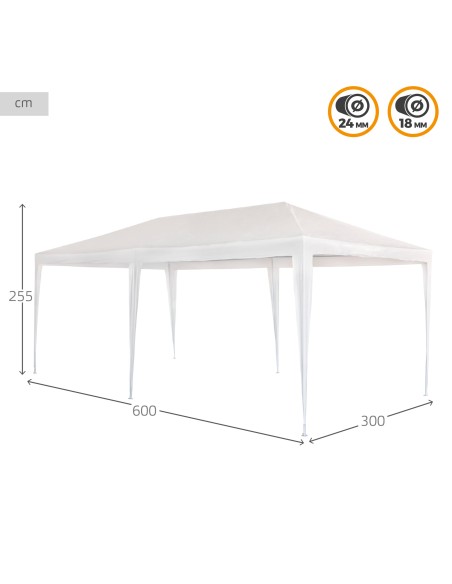 Tonnelle de jardin extra-large amovible 600x300x255 cm blanc
