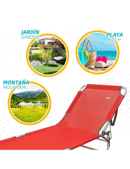 Chaise longue de plage pliante avec dossier inclinable