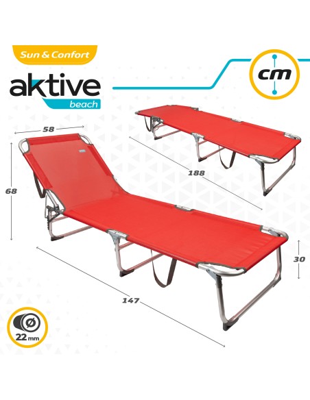 Chaise longue de plage pliante avec dossier inclinable