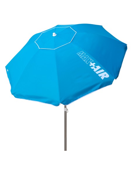 Parapluie de plage coupe-vent 8 tiges 200 cm bleu