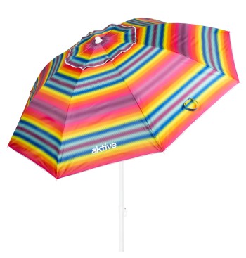 Parapluie de plage coupe-vent 8 tiges 220 cm rayures...