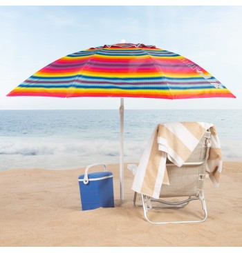 Parapluie de plage coupe-vent 8 tiges 220 cm rayures... 2