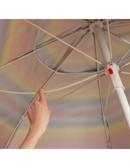 Parapluie de plage coupe-vent 8 tiges 220 cm rayures multicolores