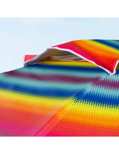 Parapluie de plage coupe-vent 8 tiges 220 cm rayures multicolores